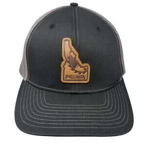 Idaho Precision Snapback Trucker Hat Black One Size Adjustable Mesh Back 6 Panel